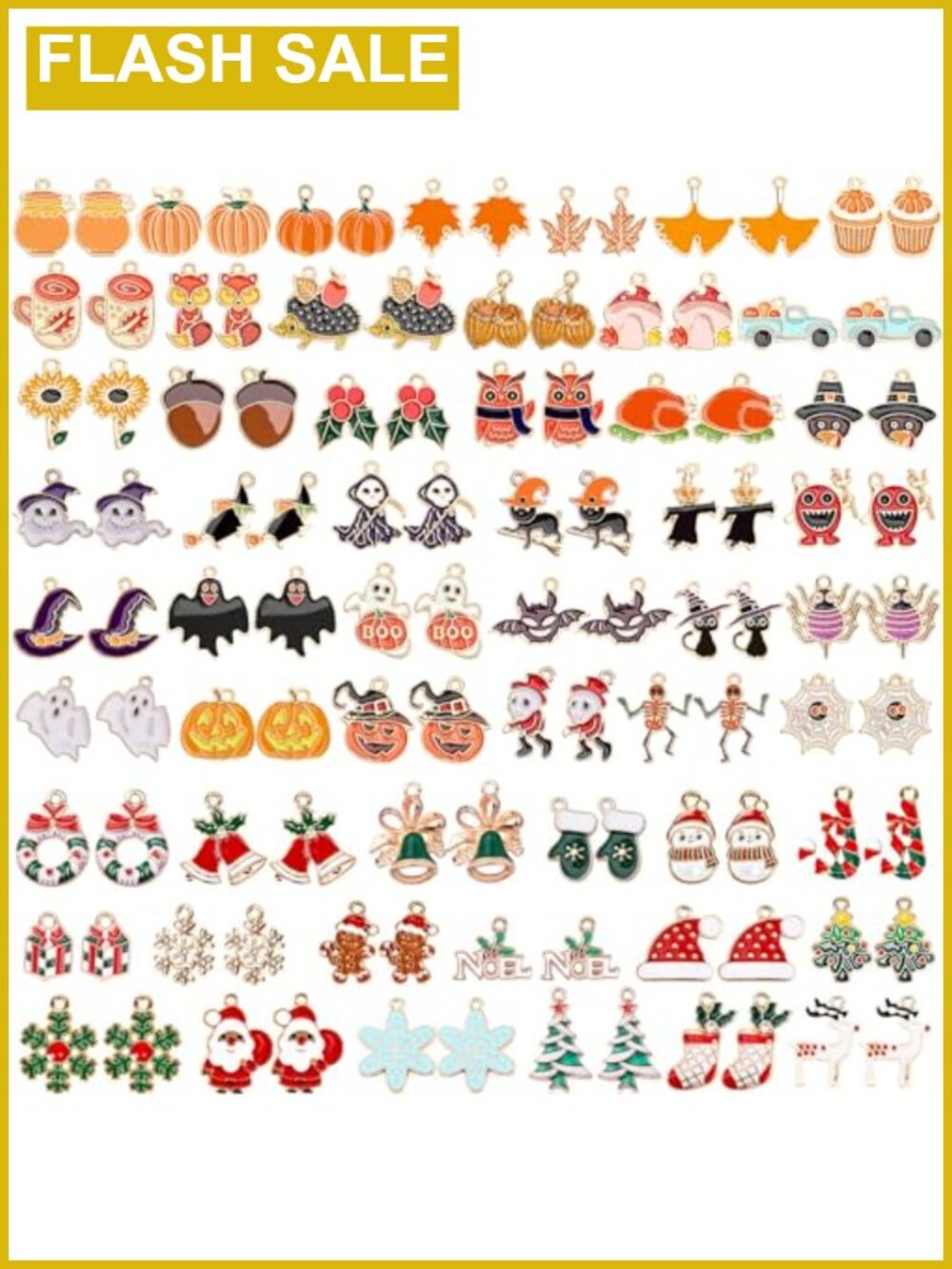 110pc Holiday Charm Set Alloy Enamel Jewelry Making Bracelet Necklace Crafts